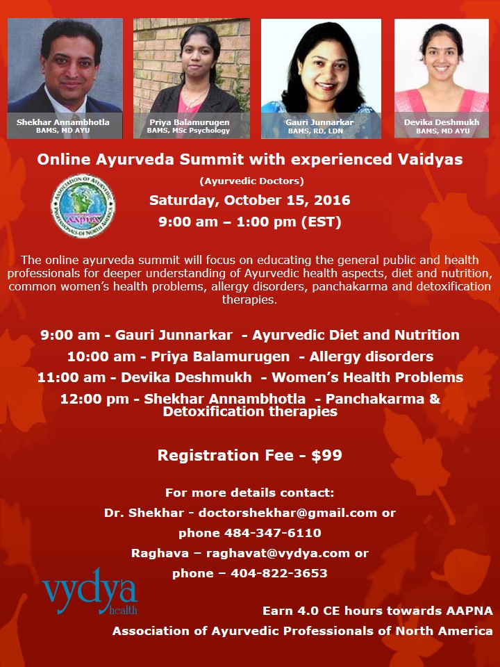 Online Ayurveda Summit with experienced Vaidyas